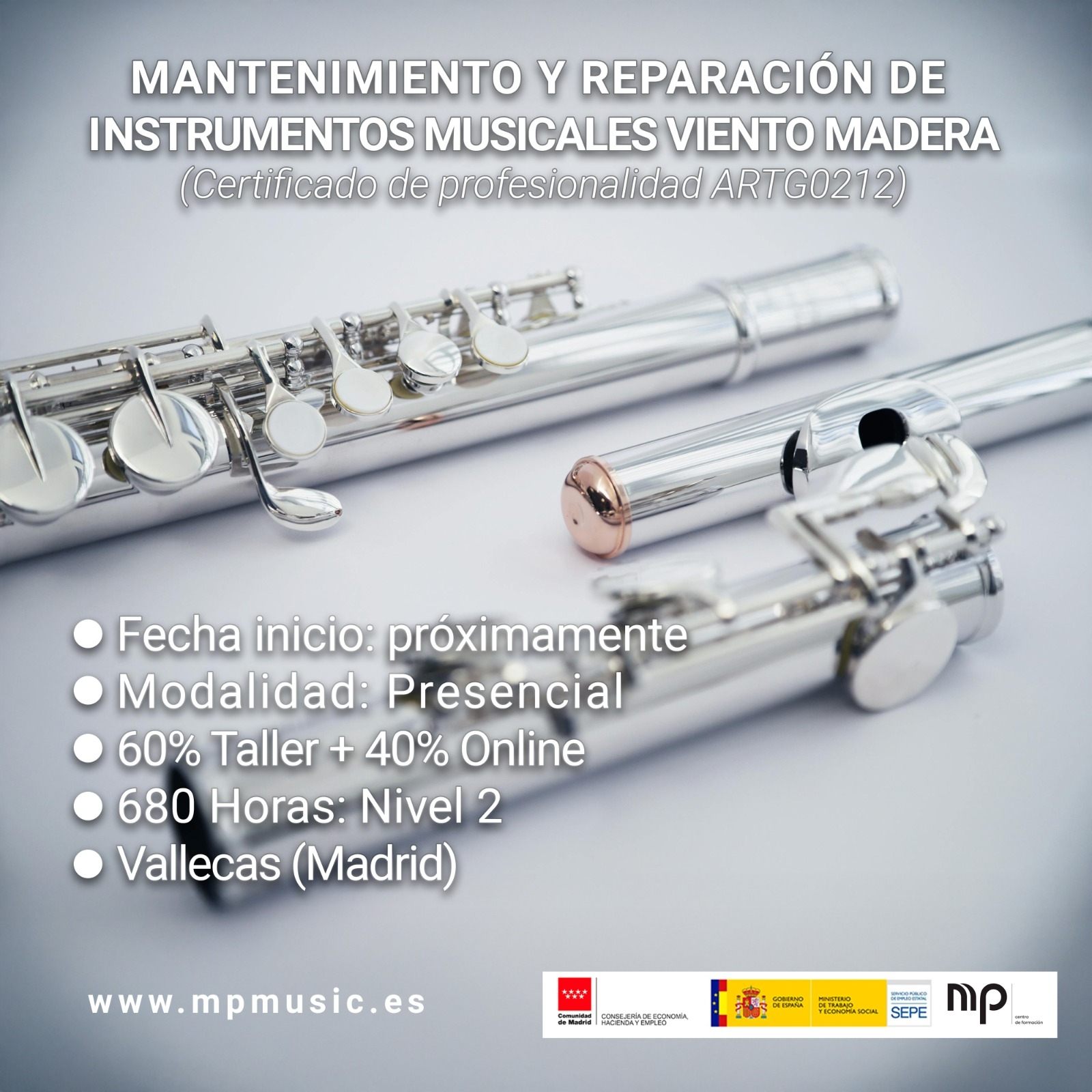 Certificado de Profesionalidad ARTG0212 Mantenimiento y Reparación de Instrumentos de Viento Madera.